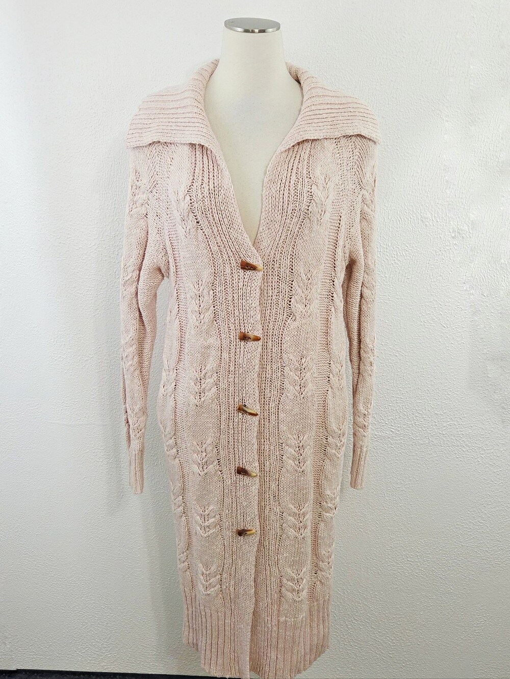 Free People Cappuccino Cardi longline cardigan sweater pink nectar women's XS - Picture 3 of 9